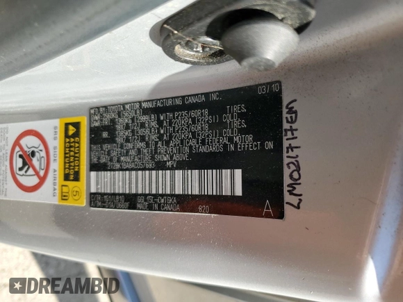 2010 Lexus RX 350 with VIN 2T2BK1BA8AC057693, listed as a Copart auction lot 48879695 with 195,224 mi miles and Salvage Title. Bid and sale history available at carsss.com. Image 13.