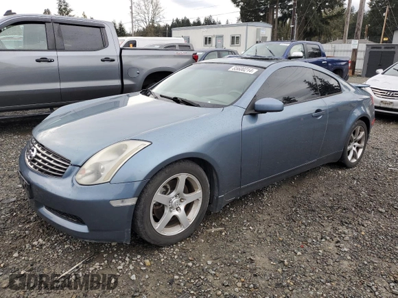 2005 Infiniti G35 Coupe with VIN JNKCV54E15M408815, listed as a Copart auction lot 85600214 with 102,144 mi miles and Clean Title. Bid and sale history available at carsss.com. Image 1.