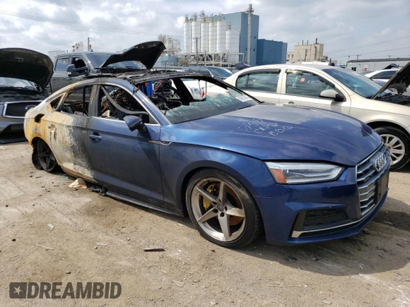 2018 Audi A5 Sportback Premium with VIN WAUDNCF51JA100981, listed as a Copart auction lot 59953943 with 0 mi miles. Bid and sale history available at carsss.com. Image 4.