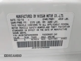 2014 Infiniti Q50 Premium with VIN JN1BV7AP0EM688888, listed as a IAAI auction lot 41537933 with 114,260 mi miles and . Bid and sale history available at carsss.com. Image 9.