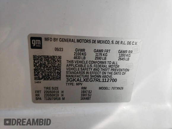 2024 GMC Terrain Denali with VIN 3GKALXEG7RL112700, listed as a Copart auction lot 61458575 with 20,867 mi miles and Salvage title. Bid and sale history available at DreamBid. Image 12.