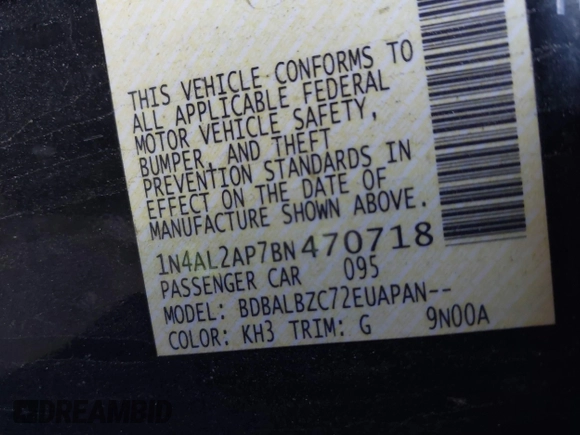 2011 Nissan Altima S with VIN 1N4AL2AP7BN470718, listed as a IAAI auction lot 41623006 with 166,056 mi miles and . Bid and sale history available at DreamBid. Image 9.