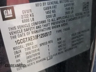 2015 Chevrolet Colorado 4WD WT with VIN 1GCGTAE30F1250517, listed as a Copart auction lot 47928525 with Not Provided miles and Salvage Title. Bid and sale history available at DreamBid. Image 13.