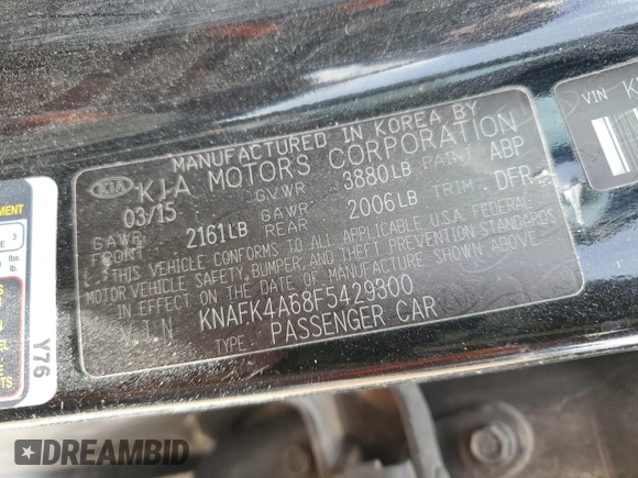 2015 Kia Forte LX with VIN KNAFK4A68F5429300, listed as a Copart auction lot 52424455 with 161,496 mi miles and Salvage Title. Bid and sale history available at carsss.com. Image 12.
