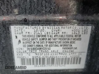 2021 Nissan Sentra SV with VIN 3N1AB8CV4MY229140, listed as a Copart auction lot 63328745 with 101,411 mi miles and Non repairable. Bid and sale history available at DreamBid. Image 12.