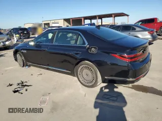 2020 Genesis G90 3.3T Premium with VIN KMTF34PAXLU078758, listed as a Copart auction lot 84002784 with 61,035 mi miles and Salvage Title. Bid and sale history available at carsss.com. Image 2.