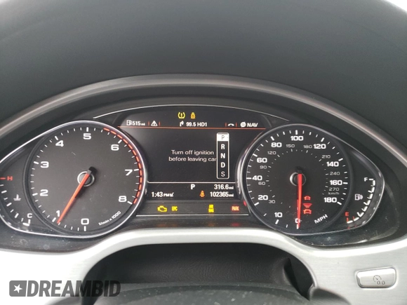 2015 Audi A8 4.0T with VIN WAUJ2AFD3FN024977, listed as a Copart auction lot 39952623 with 102,365 mi miles and . Bid and sale history available at DreamBid. Image 9.