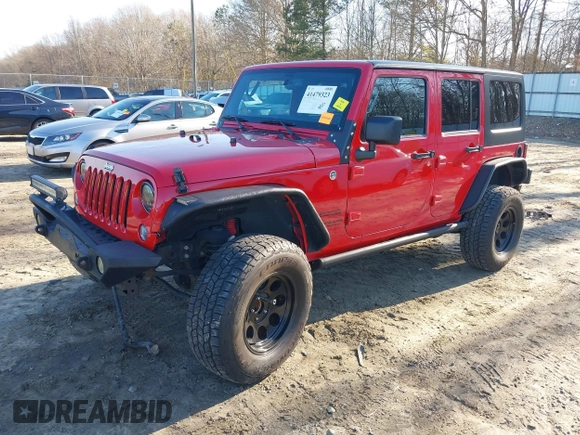 2014 Jeep Wrangler Unlimited Sport with VIN 1C4BJWDG2EL126480, listed as a IAAI auction lot 41479323 with 93,192 mi miles. Bid and sale history available at carsss.com. Image 2.