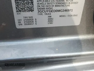 2021 Chevrolet Silverado 1500 LTZ with VIN 3GCUYGED0MG346971, listed as a Copart auction lot 44255635 with 51,534 mi miles and Salvage Title. Bid and sale history available at DreamBid. Image 12.