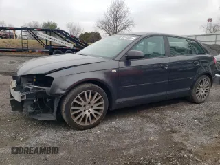 2007 Audi A3 with VIN WAUHF78P27A043168, listed as a Copart auction lot 83218044 with 182,598 mi miles and Salvage title. Bid and sale history available at DreamBid. Image 1.