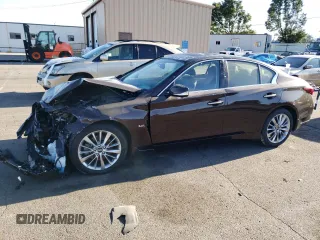 2020 Infiniti Q50 Luxe z VIN JN1EV7AR2LM250739, wystawiony jako Copart lot #66489913 z przebiegiem 50 254 mil mil oraz Szkoda całkowita • Salvage title. Historia ofert i sprzedaży dostępna na DreamBid. Obrazek 1.