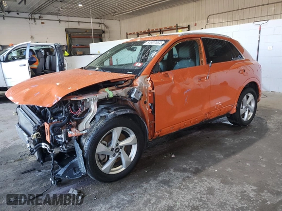 2021 Audi Q3 Premium with VIN WA1AUCF38M1134874, listed as a Copart auction lot 84907564 with 49,873 mi miles and Salvage Title. Bid and sale history available at DreamBid. Image 1.