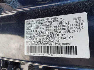 2022 Honda Ridgeline RTL-E with VIN 5FPYK3F71NB013522, listed as a IAAI auction lot 41670347 with 24,689 mi miles and . Bid and sale history available at DreamBid. Image 9.
