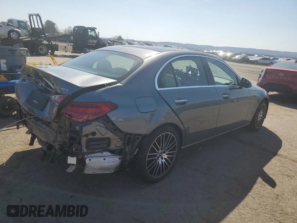 2025 Mercedes-Benz C 300 with VIN W1KAF4HB6SR246863, listed as a Copart auction lot 48716085 with 2,233 mi miles and Salvage Title. Bid and sale history available at DreamBid. Image 3.