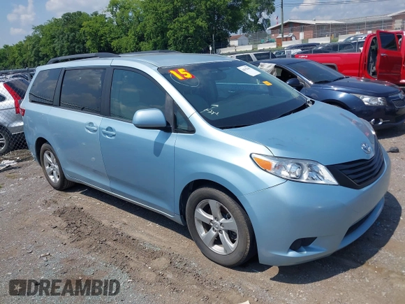2015 Toyota Sienna LE AAS with VIN 5TDKK3DC4FS636029, listed as a IAAI auction lot 42552045 with 82,293 mi miles and . Bid and sale history available at DreamBid. Image 1.