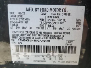2022 Ford Explorer Timberline z VIN 1FMSK8JH1NGA46470, wystawiony jako Copart lot #53432355 z przebiegiem 44 161 mil mil oraz Szkoda całkowita • Salvage title. Historia ofert i sprzedaży dostępna na DreamBid. Obrazek 13.