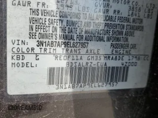 2014 Nissan Sentra S with VIN 3N1AB7AP9EL627957, listed as a Copart auction lot 54308315 with 160,152 mi miles and Salvage Title. Bid and sale history available at DreamBid. Image 12.