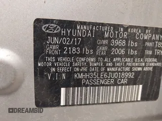 2018 Hyundai Elantra with VIN KMHH35LE6JU018992, listed as a IAAI auction lot 42093318 with 92,960 mi miles and . Bid and sale history available at DreamBid. Image 9.