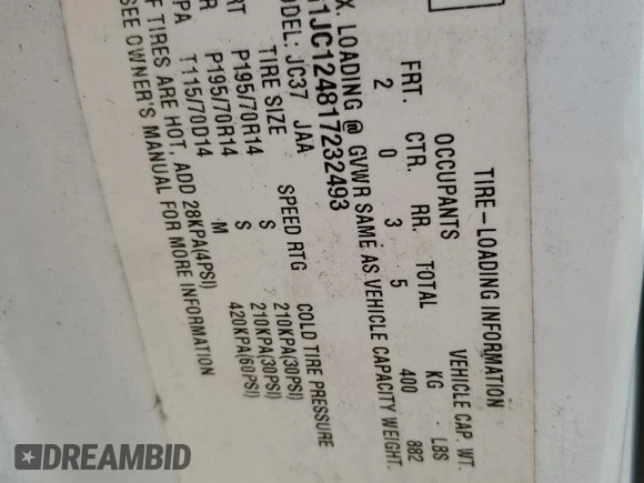 2001 Chevrolet Cavalier z VIN 1G1JC124817232493, wystawiony jako Copart lot #53340665 z przebiegiem Nie podano mil oraz Szkoda całkowita • Salvage title. Historia ofert i sprzedaży dostępna na DreamBid. Obrazek 13.