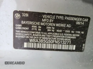2015 BMW 3 Series 328i xDrive with VIN WBA3B5G50FNS13271, listed as a Copart auction lot 55094345 with 96,295 mi miles and Salvage Title. Bid and sale history available at carsss.com. Image 12.