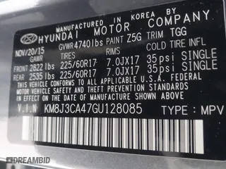 2016 Hyundai Tucson SE with VIN KM8J3CA47GU128085, listed as a IAAI auction lot 41109798 with 156,861 mi miles. Bid and sale history available at carsss.com. Image 9.