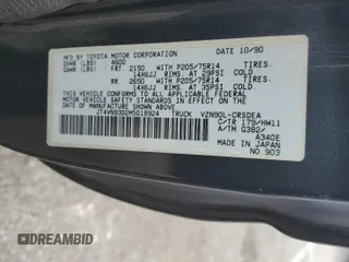 1991 Toyota Pickup с VIN JT4VN93D2M5018924, выставлен на аукционе Copart как лот 48546735 с пробегом 122 273 миль миль и Чистый • Clean title. История ставок и продаж доступна на DreamBid. Изображение 12.