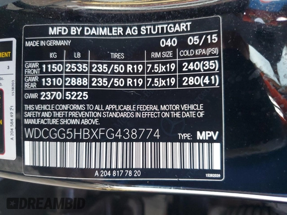 2015 Mercedes-Benz GLK 350 with VIN WDCGG5HBXFG438774, listed as a Copart auction lot 74397054 with 60,280 mi miles and Salvage Title. Bid and sale history available at DreamBid. Image 14.