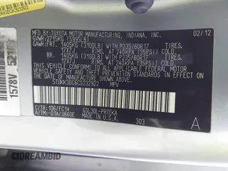 2012 Toyota Sienna LE AAS with VIN 5TDKK3DC6CS232922, listed as a IAAI auction lot 41913060 with 78,709 mi miles and . Bid and sale history available at DreamBid. Image 9.