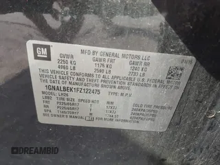 2015 Chevrolet Equinox LT with VIN 1GNALBEK1FZ122475, listed as a IAAI auction lot 41901656 with 154,512 mi miles. Bid and sale history available at carsss.com. Image 9.
