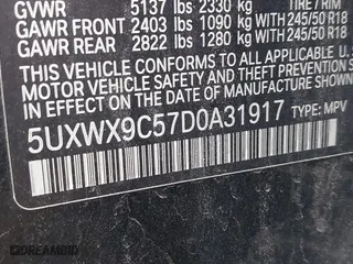 2013 BMW X3 xDrive28i with VIN 5UXWX9C57D0A31917, listed as a IAAI auction lot 41864807 with 97,479 mi miles. Bid and sale history available at carsss.com. Image 9.
