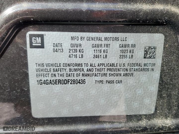 2013 Buick LaCrosse with VIN 1G4GA5ER0DF280436, listed as a Copart auction lot 45739595 with 68,151 mi miles and Salvage Title. Bid and sale history available at carsss.com. Image 15.