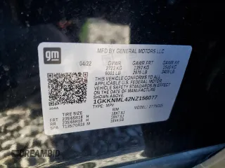 2022 GMC Acadia SLT with VIN 1GKKNML42NZ156077, listed as a Copart auction lot 81191974 with 30,933 mi miles and Salvage Title. Bid and sale history available at carsss.com. Image 13.