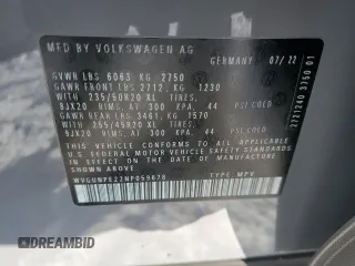 2022 Volkswagen ID.4 Pro S z VIN WVGUNPE22NP059678, wystawiony jako Copart lot #89314715 z przebiegiem 22 362 mil mil oraz Szkody całkowita. Historia ofert i sprzedaży dostępna na DreamBid. Obrazek 13.