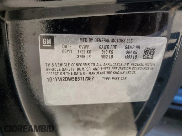 2011 Chevrolet Corvette Z16 Grand Sport 3LT with VIN 1G1YW2DW5B5112352, listed as a Copart auction lot 80313194 with 80,001 mi miles and Salvage title. Bid and sale history available at DreamBid. Image 12.
