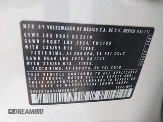 2018 Volkswagen Tiguan SEL с VIN 3VV2B7AX3JM036157, выставлен на аукционе IAAI как лот 42506274 с пробегом 102 947 миль миль и . История ставок и продаж доступна на DreamBid. Изображение 9.