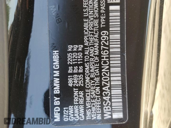 2022 BMW M4 Competition xDrive with VIN WBS43AZ02NCH67299, listed as a Copart auction lot 58264194 with 19,176 mi miles and Salvage Title. Bid and sale history available at carsss.com. Image 12.