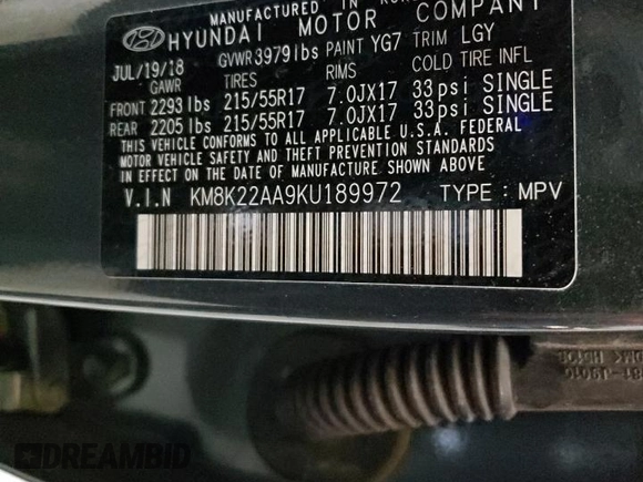 2019 Hyundai Kona SEL with VIN KM8K22AA9KU189972, listed as a Copart auction lot 42610713 with 29,266 mi miles. Bid and sale history available at carsss.com. Image 15.