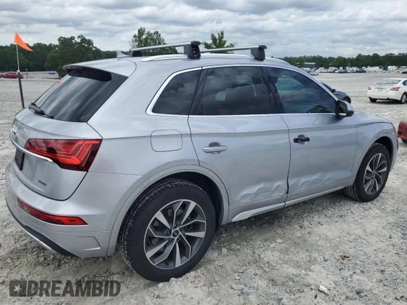 2021 Audi Q5 Premium with VIN WA1AAAFY8M2092144, listed as a Copart auction lot 59856715 with 65,098 mi miles and Salvage title. Bid and sale history available at DreamBid. Image 3.