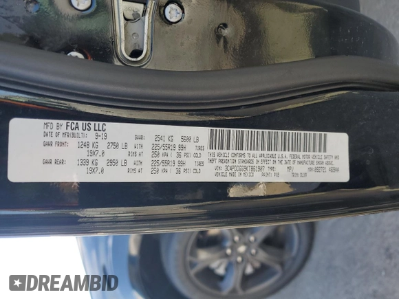 2019 Dodge Journey Crossroad z VIN 3C4PDDGG9KT861907, wystawiony jako Copart lot #75614314 z przebiegiem 83 639 mil mil oraz Szkoda całkowita • Salvage title. Historia ofert i sprzedaży dostępna na DreamBid. Obrazek 13.