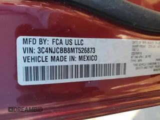 2021 Jeep Compass Latitude z VIN 3C4NJCBB8MT526873, wystawiony jako Copart lot #48359115 z przebiegiem 86 379 mil mil oraz Szkoda całkowita • Salvage title. Historia ofert i sprzedaży dostępna na DreamBid. Obrazek 14.