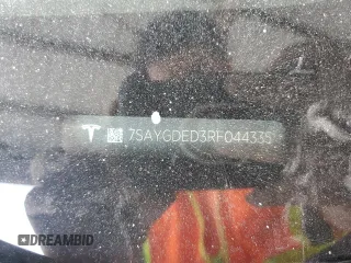 2024 Tesla Model Y с VIN 7SAYGDED3RF044335, выставлен на аукционе Copart как лот 58263265 с пробегом Не указан миль и Списание • Salvage title. История ставок и продаж доступна на DreamBid. Изображение 12.