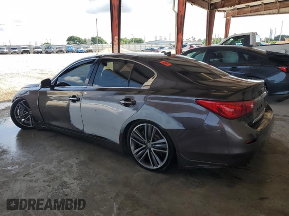 2015 Infiniti Q50 with VIN JN1BV7AP4FM335961, listed as a Copart auction lot 61829295 with 130,327 mi miles and Salvage title. Bid and sale history available at DreamBid. Image 2.
