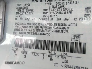 2020 Ford Transit Connect XL with VIN NM0LS7E26L1466750, listed as a IAAI auction lot 42273656 with 110,512 mi miles and . Bid and sale history available at DreamBid. Image 9.