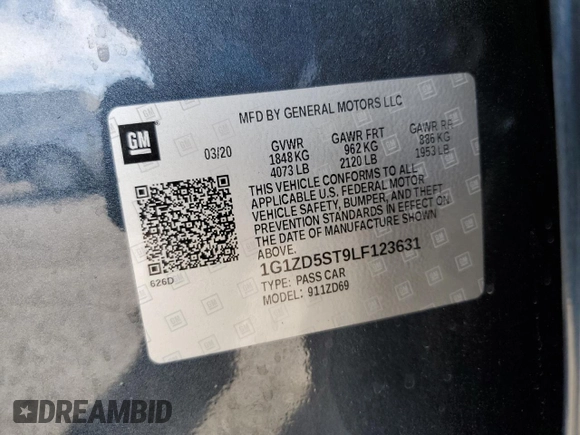 2020 Chevrolet Malibu LT with VIN 1G1ZD5ST9LF123631, listed as a Copart auction lot 48527915 with 108,216 mi miles and Salvage Title. Bid and sale history available at DreamBid. Image 14.