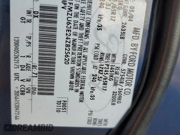 2004 Ford Explorer XLT z VIN 1FMZU63E24ZB25620, wystawiony jako Copart lot #86866134 z przebiegiem 243 266 mil mil oraz Szkoda całkowita • Salvage title. Historia ofert i sprzedaży dostępna na DreamBid. Obrazek 13.