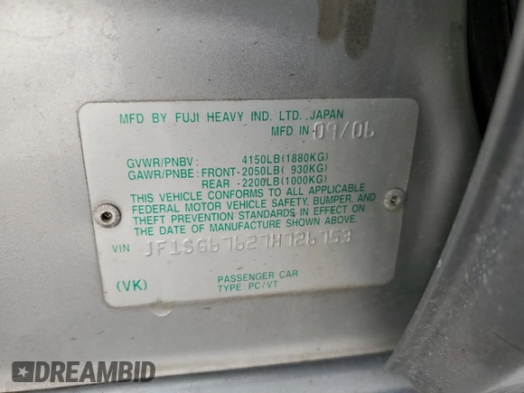 2007 Subaru Forester X L.L. Bean z VIN JF1SG67627H726753, wystawiony jako Copart lot #54957595 z przebiegiem 199 626 mil mil oraz Szkoda całkowita • Salvage title. Historia ofert i sprzedaży dostępna na DreamBid. Obrazek 12.