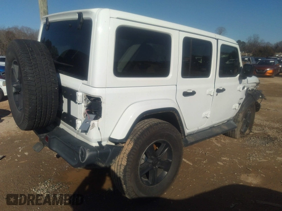 2018 Jeep Wrangler Unlimited Sahara z VIN 1C4HJXEG0JW207873, wystawiony jako IAAI lot #41213655 z przebiegiem 61 043 mil mil oraz . Historia ofert i sprzedaży dostępna na DreamBid. Obrazek 4.