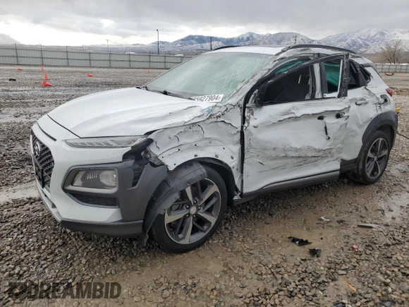 2019 Hyundai Kona Ultimate with VIN KM8K5CA51KU221572, listed as a Copart auction lot 85927904 with 0 mi miles and Salvage Title. Bid and sale history available at carsss.com. Image 1.