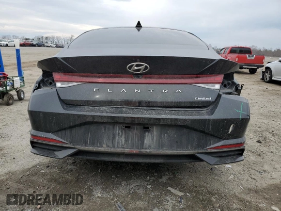 2021 Hyundai Elantra Limited with VIN 5NPLP4AG1MH029012, listed as a Copart auction lot 47179685 with 57,045 mi miles and Salvage Title. Bid and sale history available at DreamBid. Image 6.