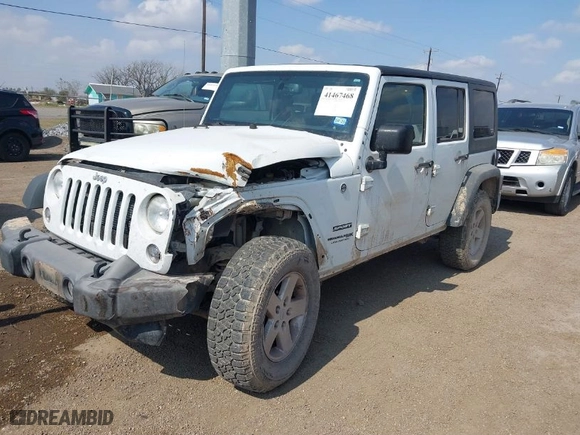 2018 Jeep Wrangler JK Unlimited Sport S with VIN 1C4HJWDGXJL922138, listed as a IAAI auction lot 41467468 with 106,989 mi miles. Bid and sale history available at carsss.com. Image 2.